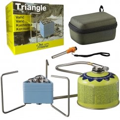 MEVA TRIANGLE double burner stove with cartridges, 3 burners, 2.3 kW lighter
