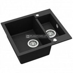 Compotexa Stone Composite Sink HELIKA Tessa SQT150AW, Silicsana color: Black | Black metallic 601