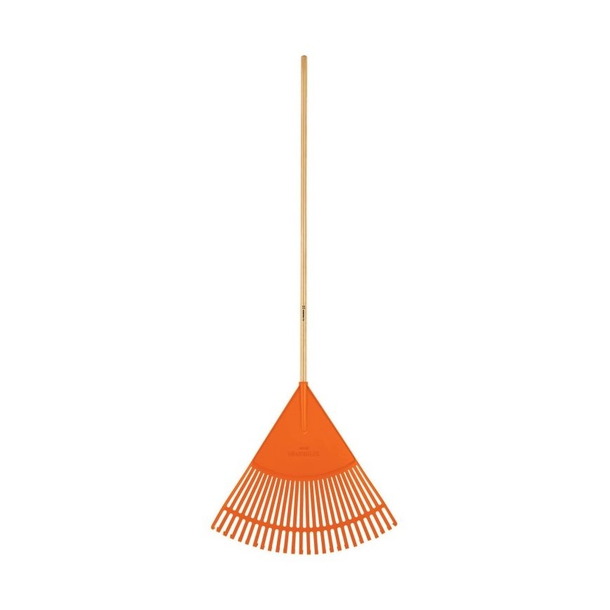 Truper Leaf Rake, 26 Flexible Plastic Tines, Wooden Handle, 122 cm