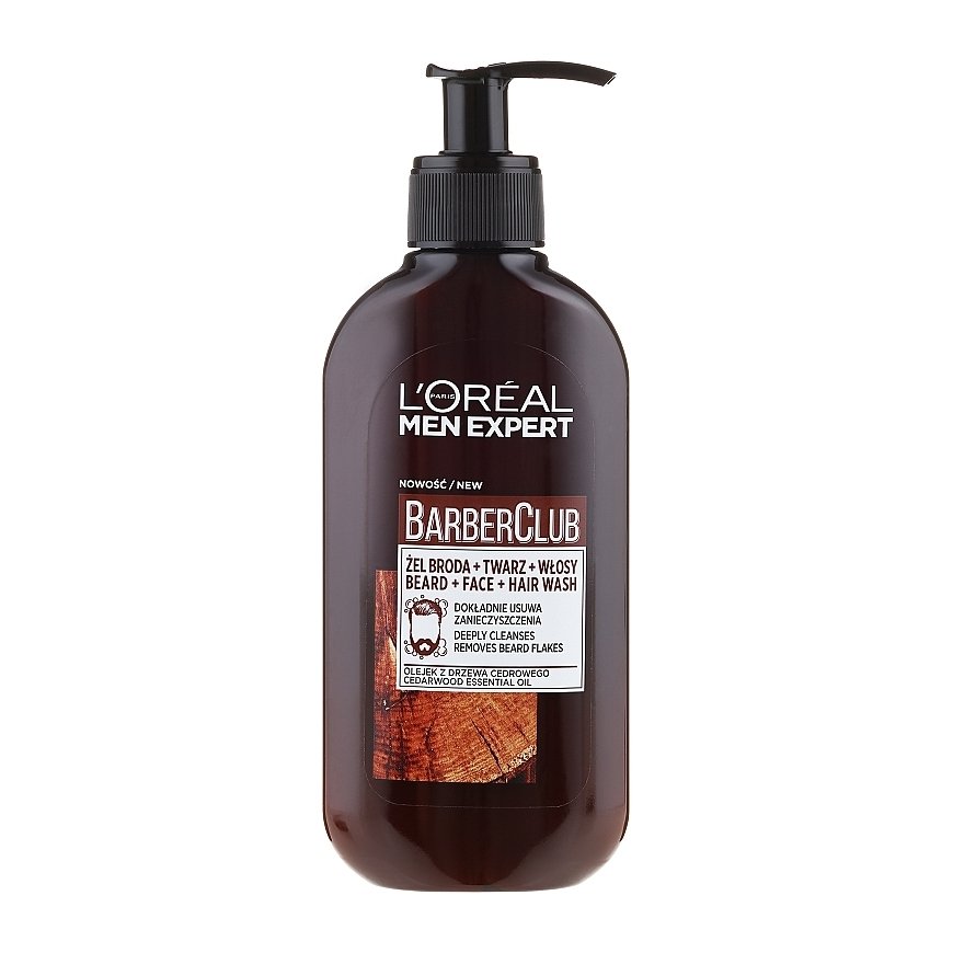 L'Oreal „Men Expert Barber Club“ 3in1 kūno, plaukų ir barzdos prausimosi gelis, 400 ml – 2