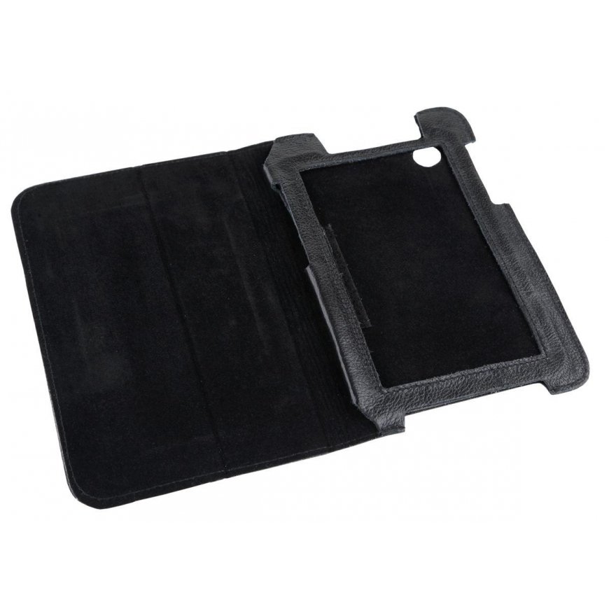 QUER Juodas dėklas, skirtas Samsung Galaxy Tab P3100 (natūrali oda)