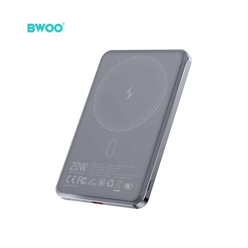 BWOO Ultra Slim Power Bank 5000mAh with magnetic charging P79 Gr