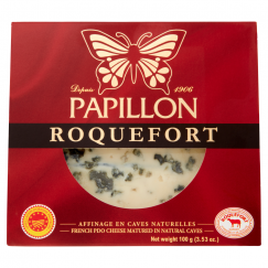 Temar Pelēkā piena siera Roquefort Papillon Sarkanais LABEL, 52% Taukos, 100g