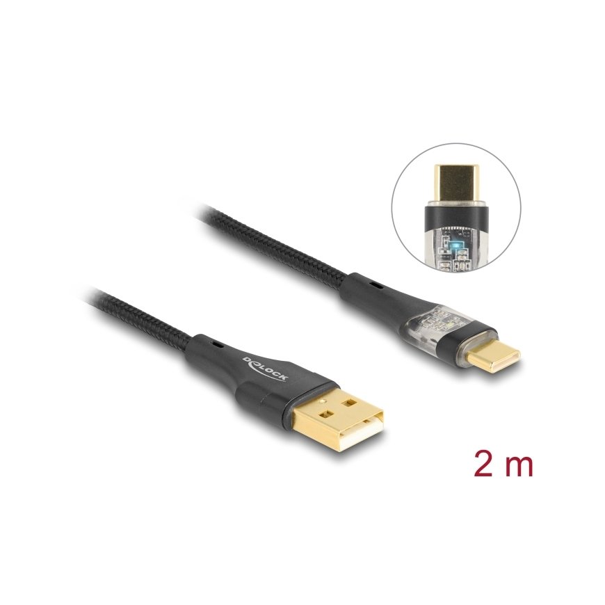 DeLOCK 80761 USB kabelis USB 2.0 2 m USB A USB C Juoda – 2