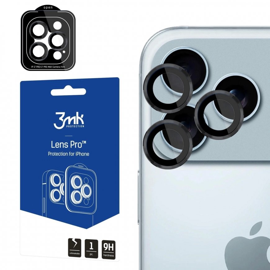 Apsauginis stikliukas kamerai 3mk Lens Pro Apple iPhone 17 Pro/17 Pro Max, juodas