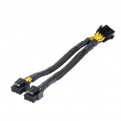 Akasa 8-pin to 2x 4+4-pin adapter cable, EPS/ATX compatible - Black, 20 cm