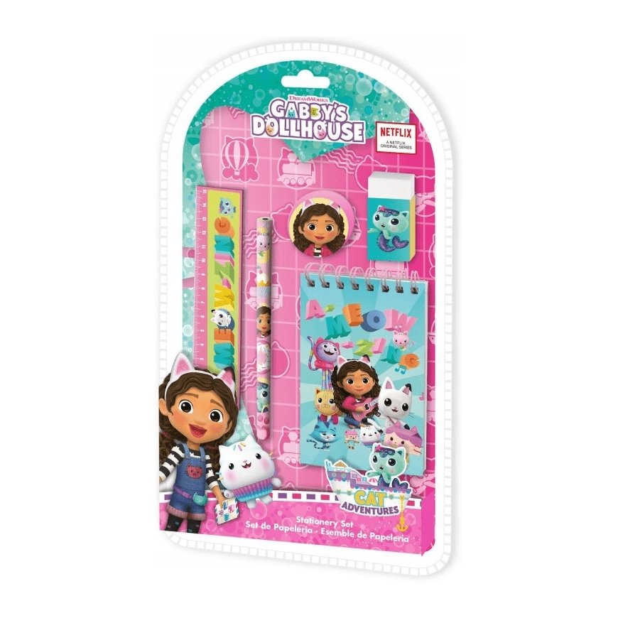 Kids Euroswan - Licenciju aksesuarų rinkinys 5vnt Rašymo priemonės Katės namelis Gabi. Gabby's Dollhouse GD00036 Kids Euroswan – 2