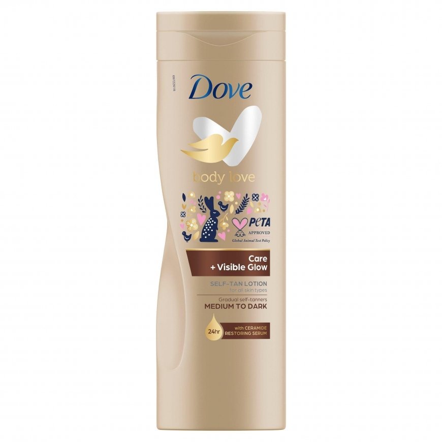 Dove Visible Glow vidurinis tonas savaiminio įdegio kūno losjonas, 400 ml