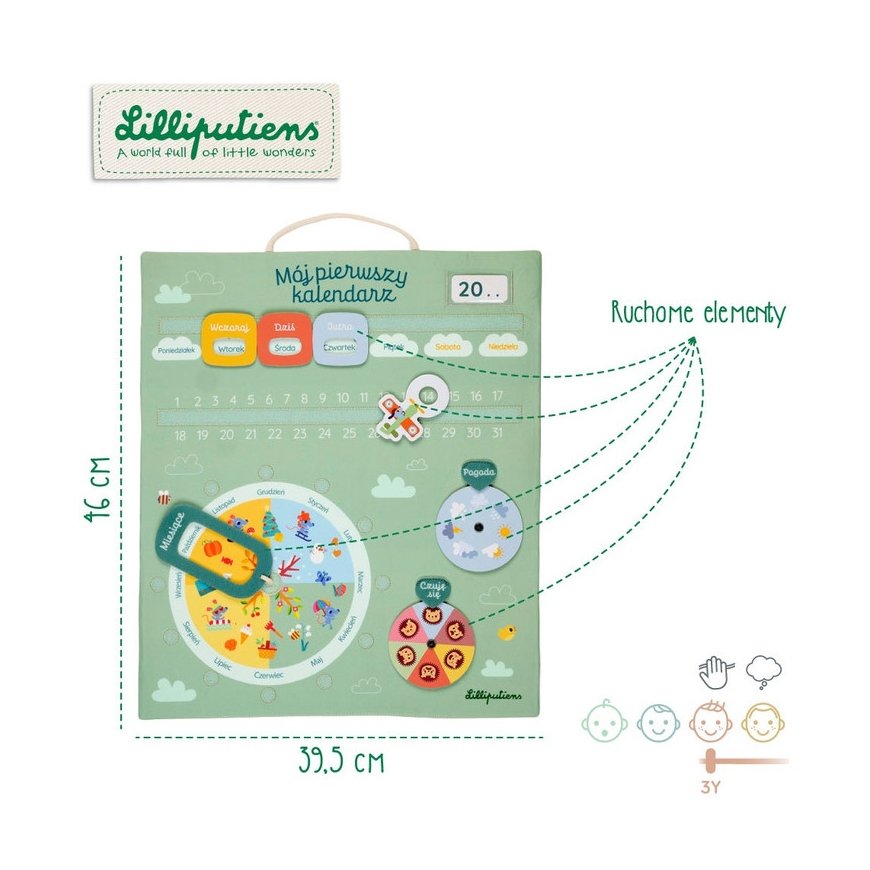 Lilliputiens My First Calendar Soft Activity Board 83894 – 2