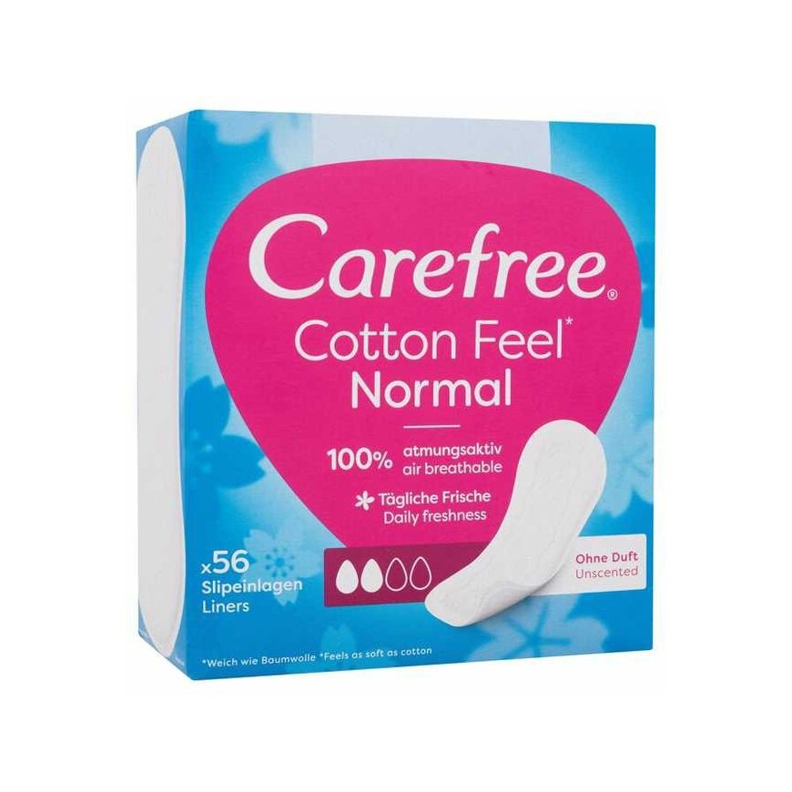 Carefree Cotton Feel sanitarie iedakļi bez smaržas normāli 56 gab. – 2