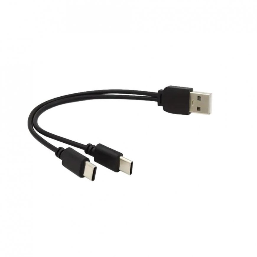 PREMIUMCORD USB 2.0 įkrovimo laidas, 2xUSB-C į USB, 15 cm, juodas