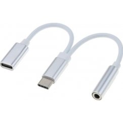 „PremiumCord“ keitiklis iš USB-C į garso jungties lizdas 3,5 mm + C tipo USB jungtis įkrovimui