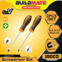 Ingco HKSD0248 Flat + Phillips Screwdriver Set 2pcs CrV Ingco HKSD0248 Flat + Phillips Screwdriver Set 2pcs CrV