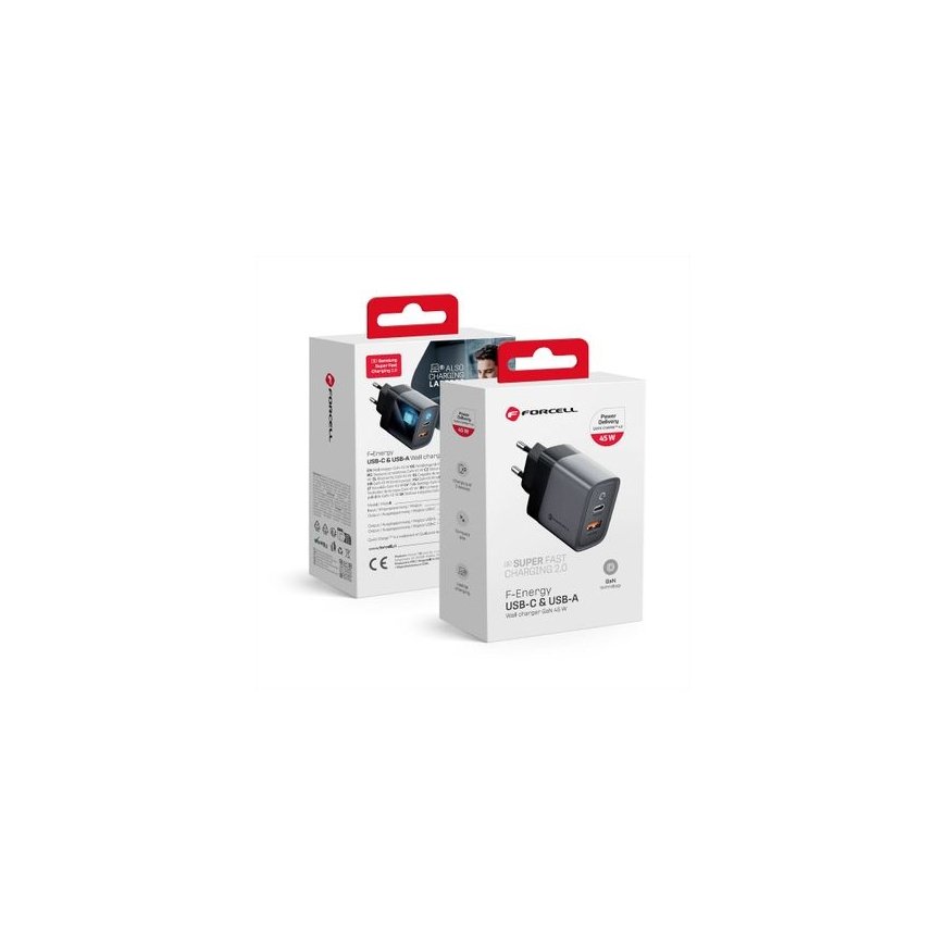 Forcell F-Energy Charger (1xUSB-C 1xUSB 4A 45W) black – 2