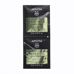 "Apivita Beauty Express" dziļi attīroša sejas maska ar zaļo mālu 2x8ml