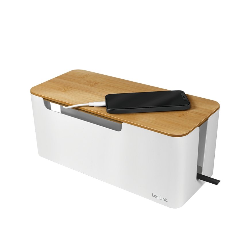 LogiLink KAB0075 - Logitech Kabelbox mit Bambus-Deckel – 4