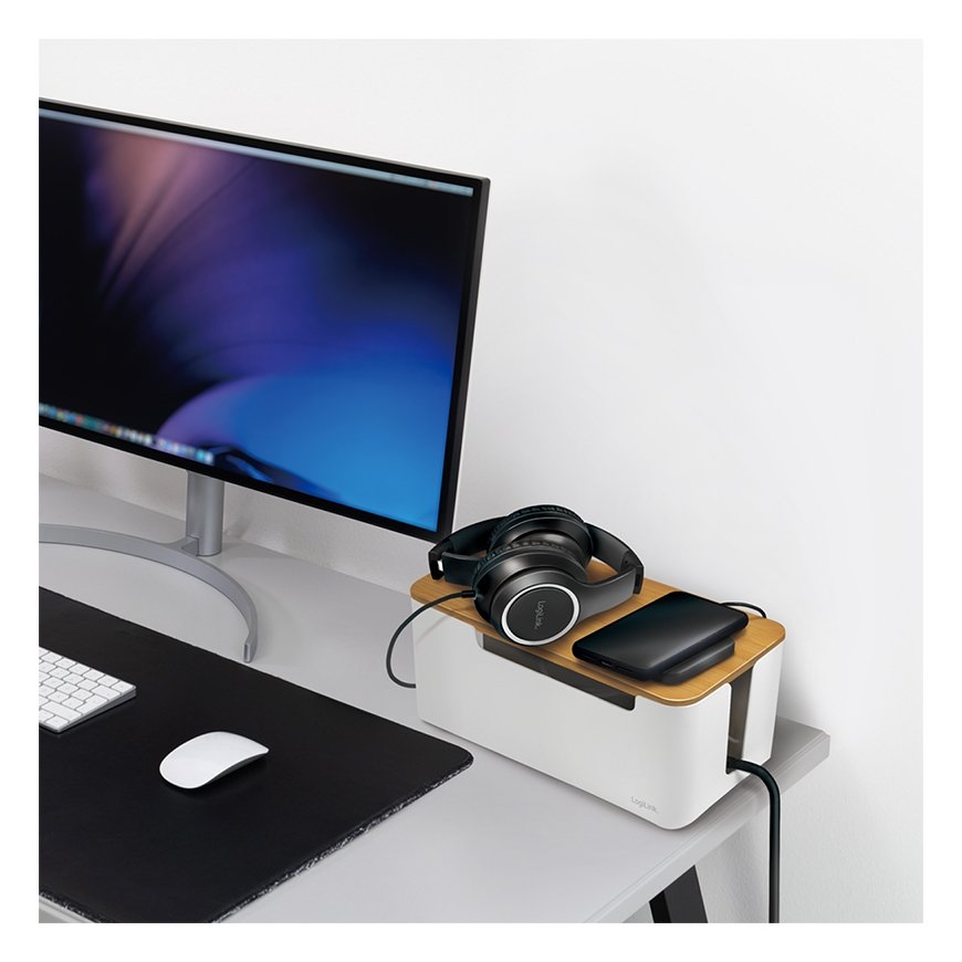LogiLink KAB0075 - Logitech Kabelbox mit Bambus-Deckel – 5