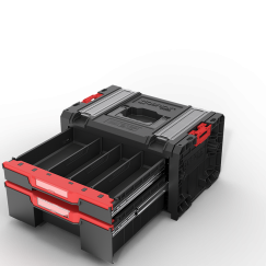 Q-Brick työkalulaatikko, jossa on laatikoita Qbrick System PRO 2.0 DRAWER 2 TOOLBOX PROFI BASIC