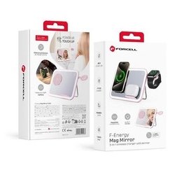 Forcell F-ENERGY Mag Mirror 3 in 1 15W bezvadu lādētājs, saderīgs ar „MagSafe“ / „Apple Watch“ / „Samsung Watch“ / „Airpods“, ro