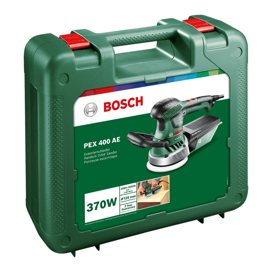 Bosch PEX 400 AE Orbitālā slīpmašīna 26000 svārstības minūtē Zaļš 370 W – 2