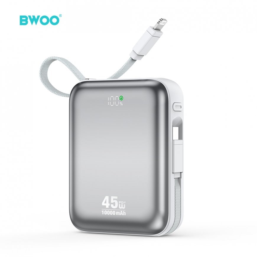 BWOO power bank P77 45W, 10000 mAh with USB-C and Lightning cabl – 2