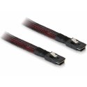 DeLOCK M/M SAS Cable 0,1 m musta, Punainen