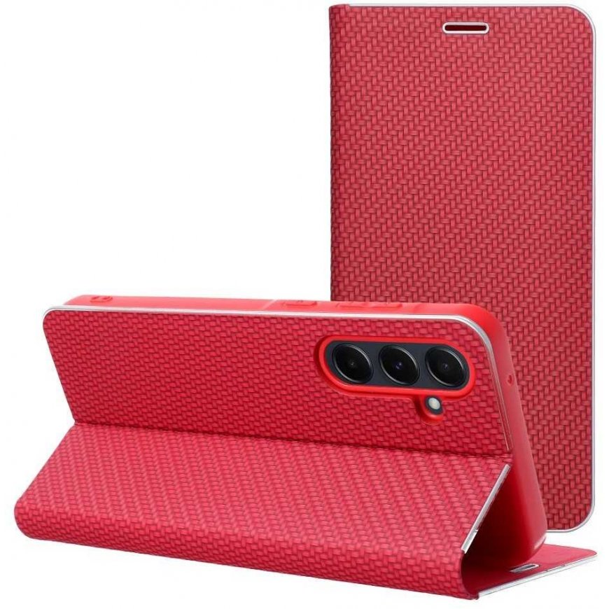 OEM LUNA Book Carbon чехол для Xiaomi Redmi Note 14 PRO 5G / 14 PRO PLUS 5G, красный