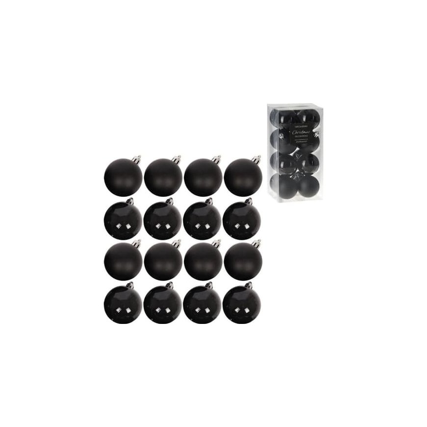 Vilde Christmas Tree Ornaments Black Shatterproof 5 cm 16 pcs.