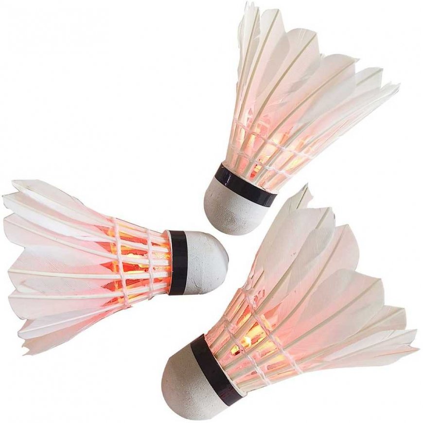 BADMINTON RACKET WITH FEATHERS 3 Pcs. LED ENERO