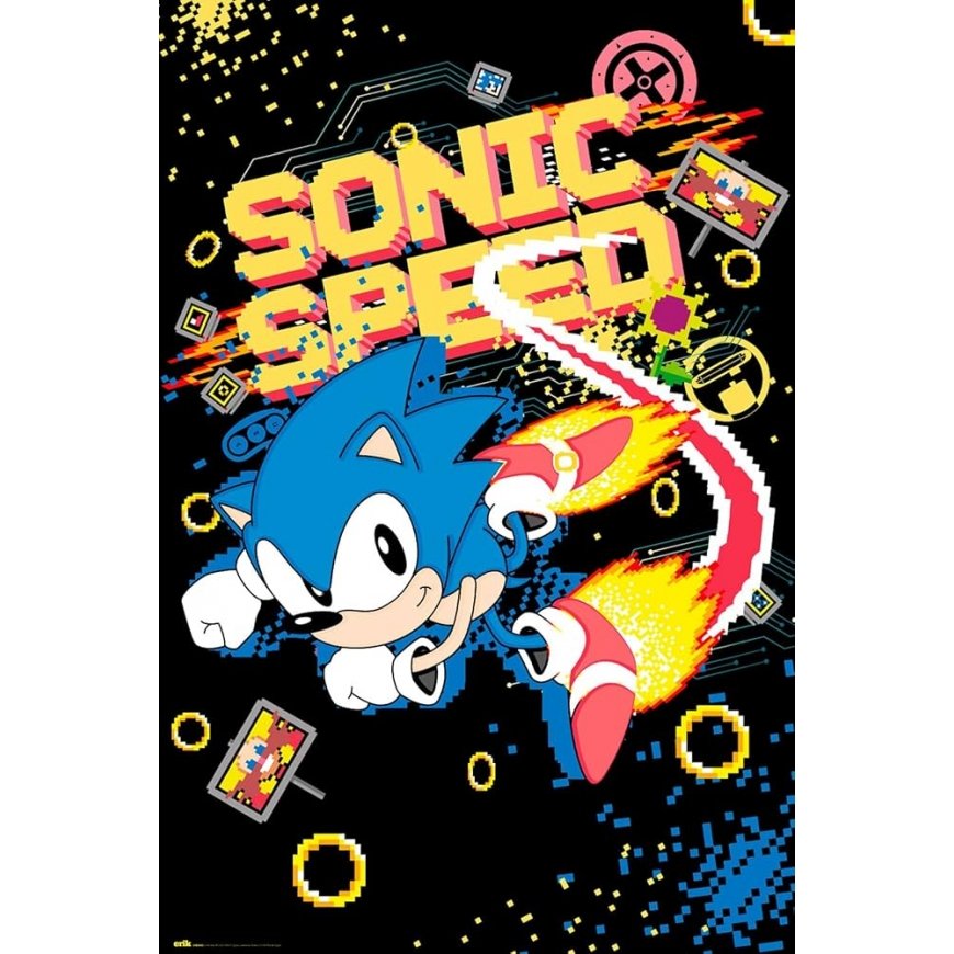 ERIK Sonic the Hedgehog ātrums Sega plakāts