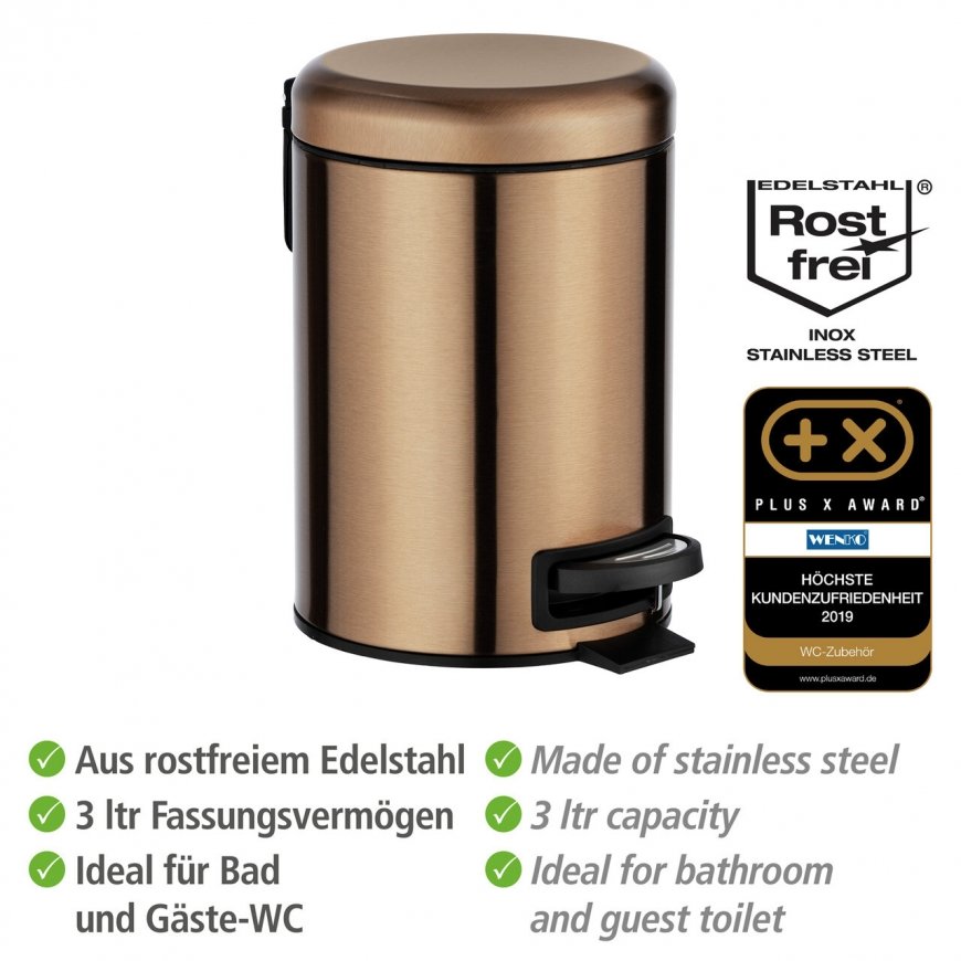 ALASSIO Trash Can, with Pedal and Easy-Close Function, 5 L, WENKO