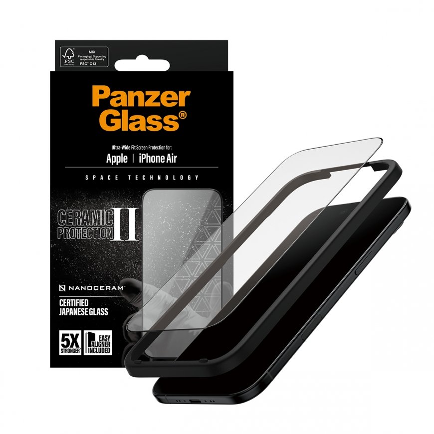 PanzerGlass ® Ceramic II Screen Protector iPhone Air | Ultra-Wide Fit w. EasyAligner Caurspīdīgs ekr – 5