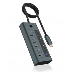 ICY BOX IB-HUB1457-C31 USB 3.2 Gen 1 (3.1 Gen 1) Type-C 10000 Mbit/s Sininen, Harmaa