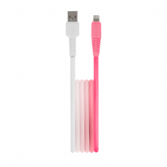 Setty cable USB - Lightning 1,5 m 2,4A KGA-L-1.52420 white-pink