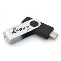 MediaRange MR1951 USB atmintukas 16 GB C tipo USB 3.2 Gen 1 (3.1 Gen 1) Juoda, Sidabras