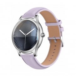 COLMI L28 Умные часы (серебристо-фиолетовые + фиолетовый кожаный ремешок)