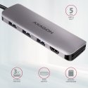 Axagon HMC-HCR3A 3x USB-A+ HDMI+ SD/microSD USB-C 3.2 Gen 1 hub 20cm Juhtmega ühendatud USB 3.2 Gen Axagon HMC-HCR3A 3x USB-A+ HDMI+ SD/microSD USB-C 3.2 Gen 1 hub 20cm Juhtmega ühendatud USB 3.2 Gen