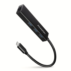 Axagon HMC-GL3A USB-C-Hub 3x USB-A Gbit-LAN schwarz Проводная USB 3.2 Gen 1 (3.1 Gen 1) Type-C Черный