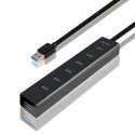 Axagon HUE-SA7BP jaotur USB 3.2 Gen 1 (3.1 Gen 1) Type-A 5000 Mbit/s Must Axagon HUE-SA7BP jaotur USB 3.2 Gen 1 (3.1 Gen 1) Type-A 5000 Mbit/s Must