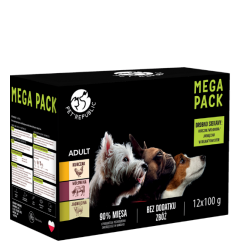 PETREPUBLIC Mega Pack Kana, Naudanliha, Lampaanliha - märkä koiranruoka - 12x100g