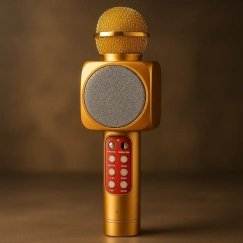 Riff WS-1816 16W karaoke BT mikrofons ar LED 360 Zeltīta zeltā