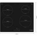 Bosch Serie 4 PUE611BB5E viryklė Juoda Įmontuoti 60 cm Indukcinė viryklė, padalyta į sritis 4 zone(s Bosch Serie 4 PUE611BB5E viryklė Juoda Įmontuoti 60 cm Indukcinė viryklė, padalyta į sritis 4 zone(s