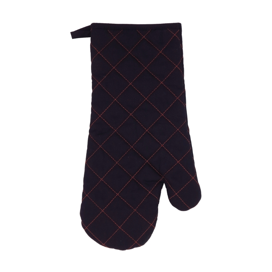 Heat-resistant grill glove 18x38cm black|red stitching