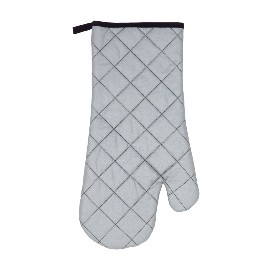 Heat-resistant grill glove 18x38cm silver|black stitching