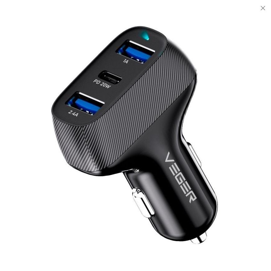 CC271 Rigorozs PD37W (2A1C) auto lādētājs melns
