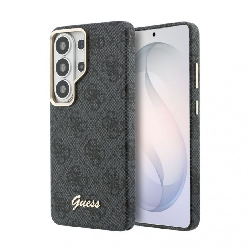 Samsung Galaxy S26 Ultra PU 4G Script Metal Logo su MagSafe dėklas juodas