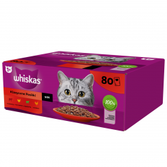 WHISKAS Maišelis su padažu Vištiena/Jagos/Krūtinėlė 80x85g