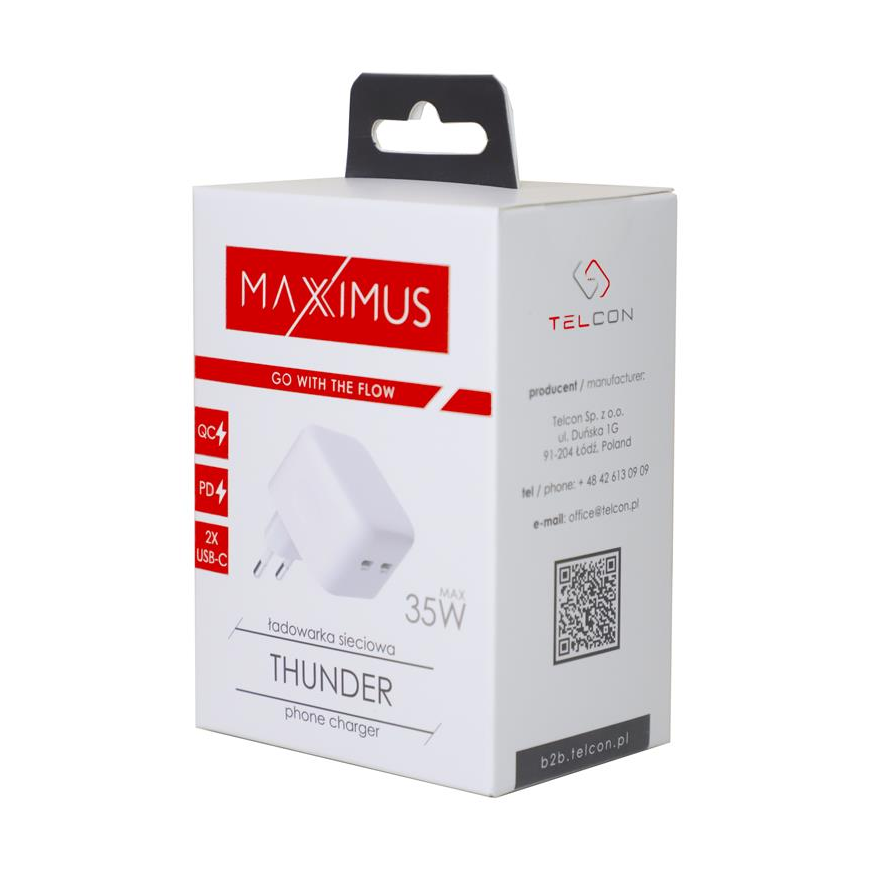 WALL CHARGER MX THUNDER PD 35W, 2xUSB-C WHITE – 4