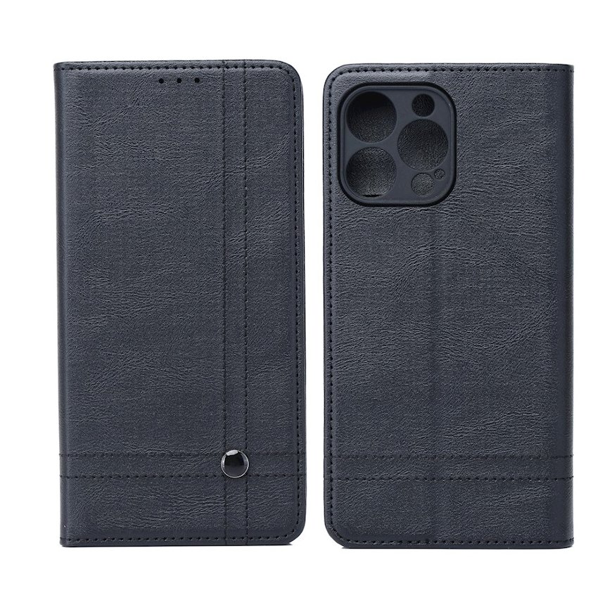 Samsung Galaxy S26 išmanusis dėklas su siūlėmis, juodas