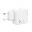 WALL CHARGER MX BURST GaN PD 35W, 2xUSB-C + C|C PD CABLE 65W WHI WALL CHARGER MX BURST GaN PD 35W, 2xUSB-C + C|C PD CABLE 65W WHI